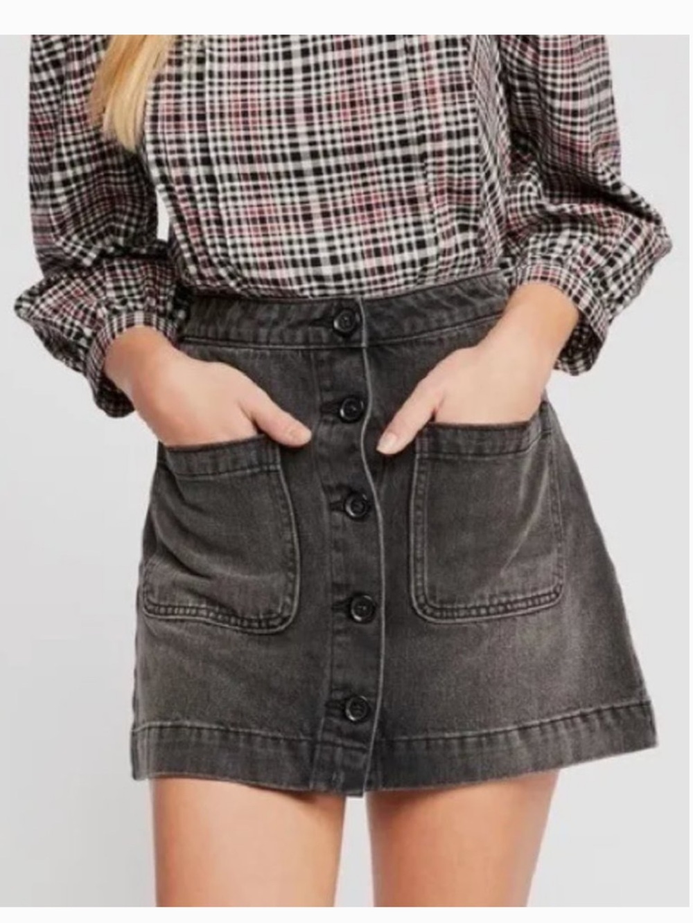Free People We The Free Don’t Get Me Wrong Denim Boho Mini Skirt Size 29